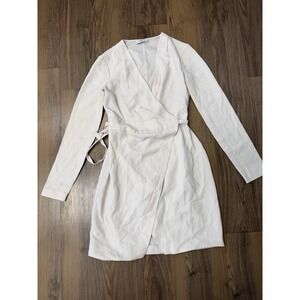 Babaton Aritzia Juro Neutral Wrap Dress Light Pink Cream Normcore